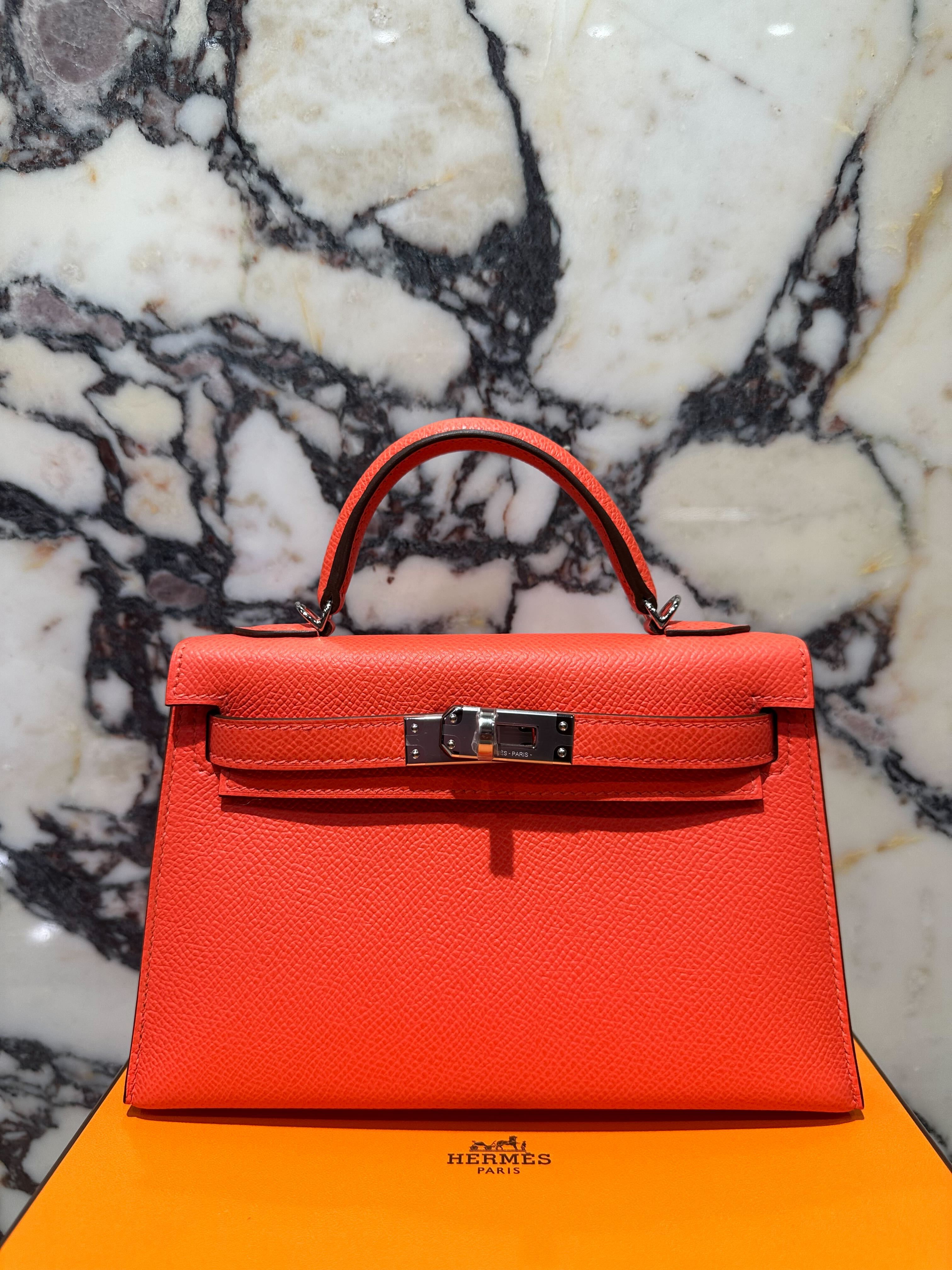 Hermès Kelly 20 Mini Orange Field Epsom Palladium Hardware