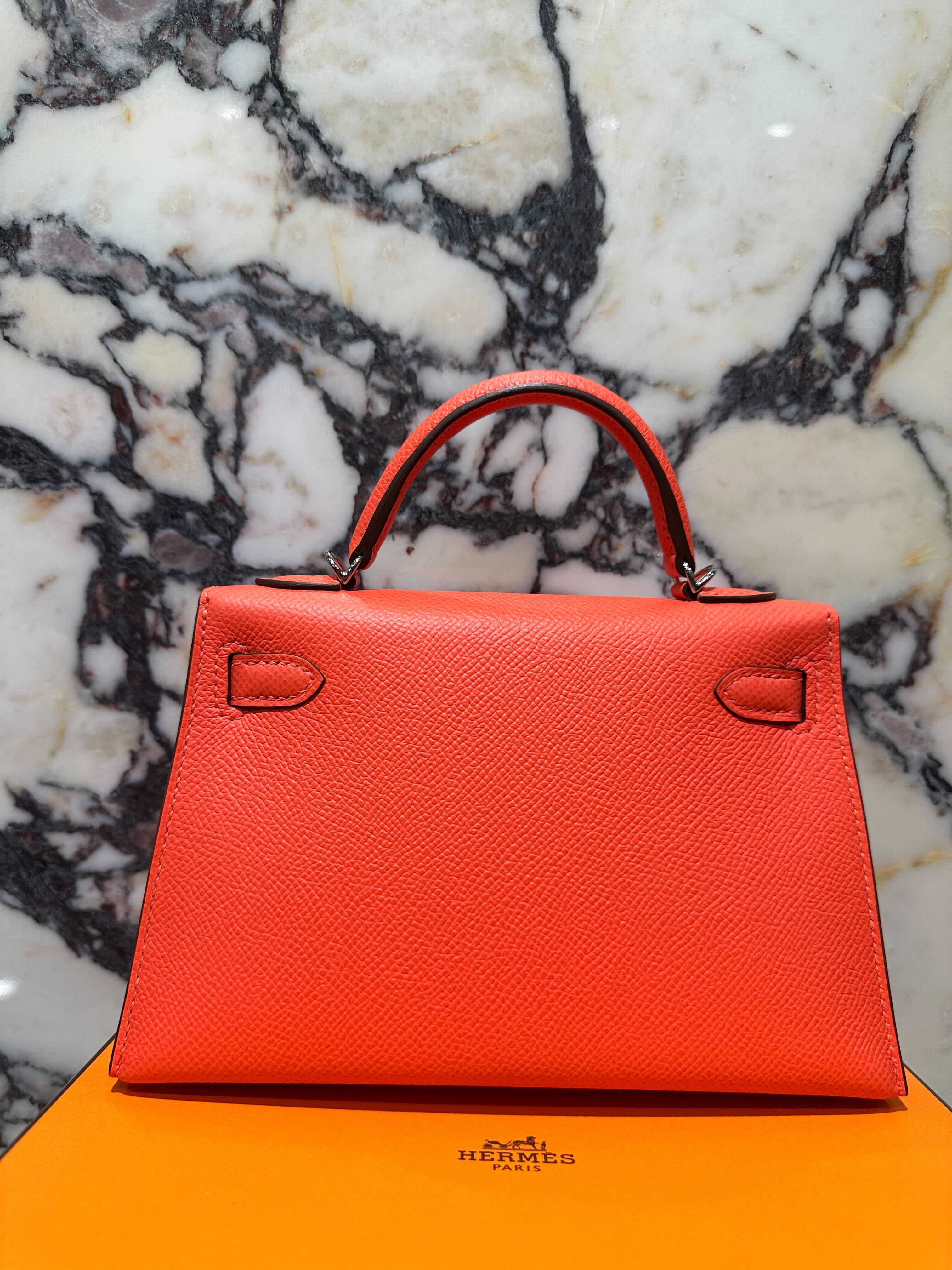 Hermès Kelly 20 Mini Orange Field Epsom Palladium Hardware