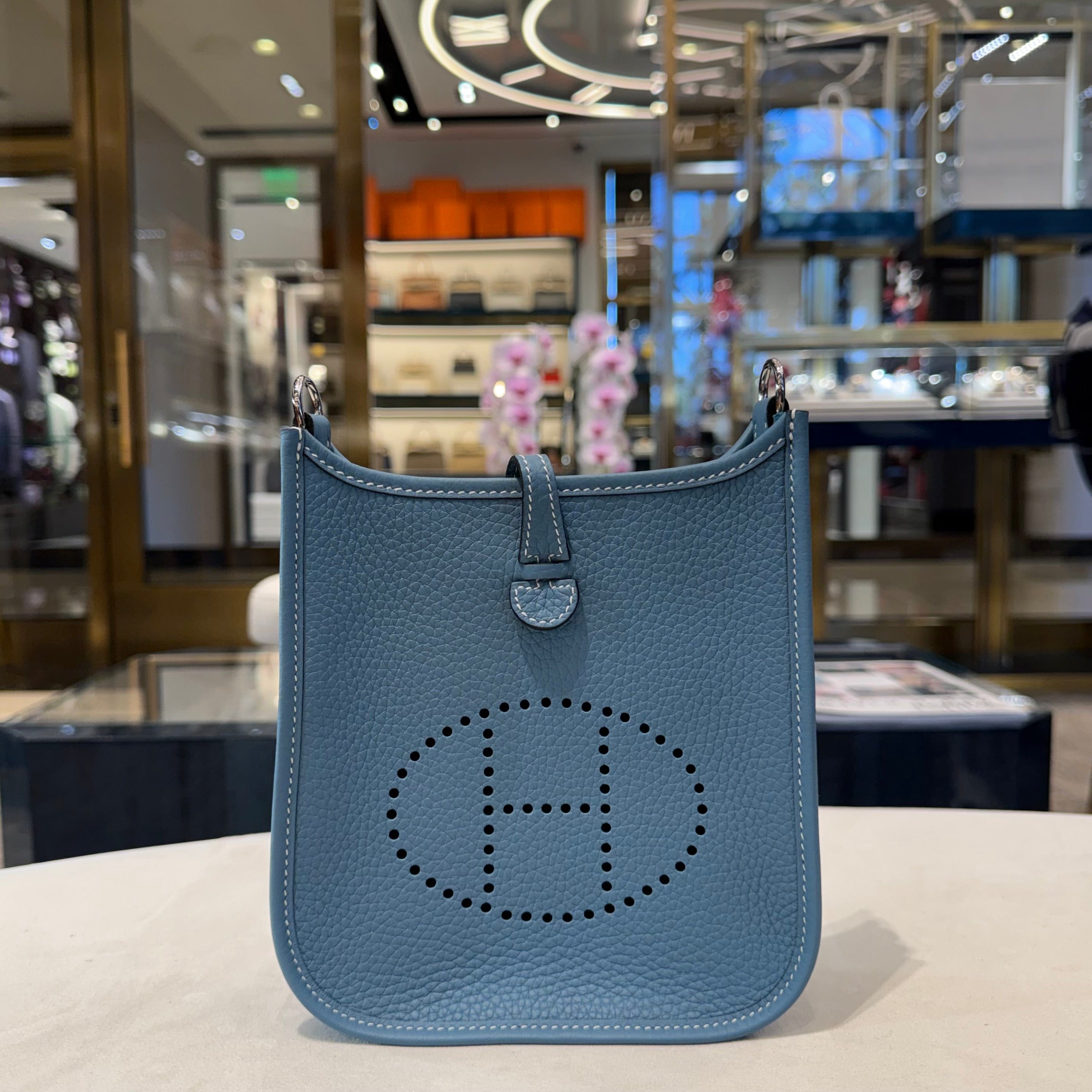 Hermès Bleu Jean Evelyne 16 Clemence Palladium Hardware