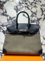 Hermès Birkin 30 Toile Vert Military Black Toile H Swift Palladium Hardware