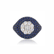 White Gold Blue Sapphire and Diamond Ring