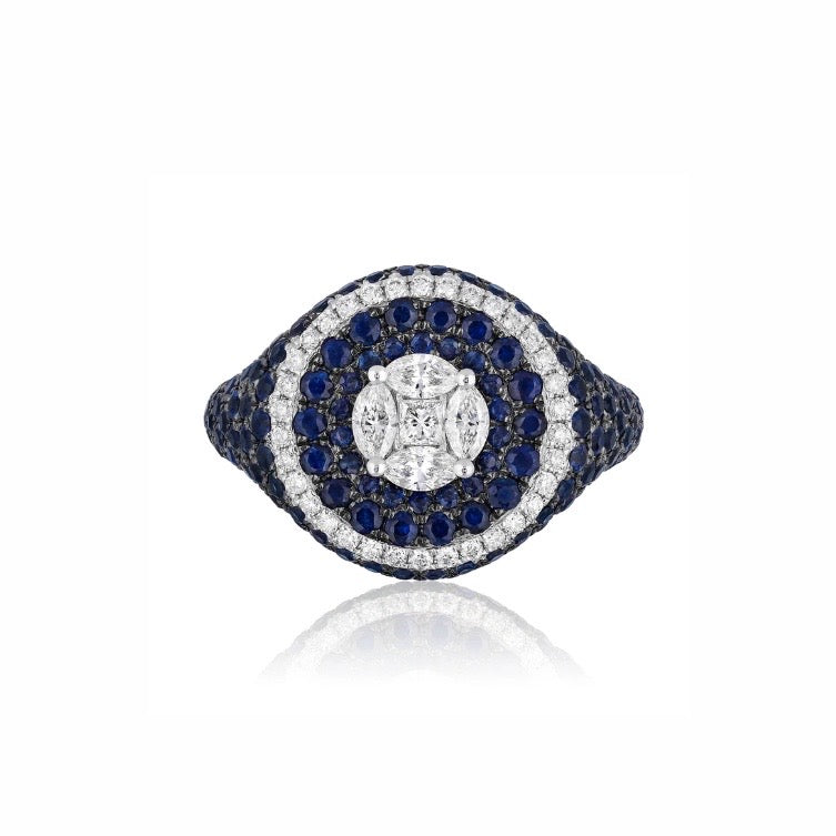 White Gold Blue Sapphire and Diamond Ring II