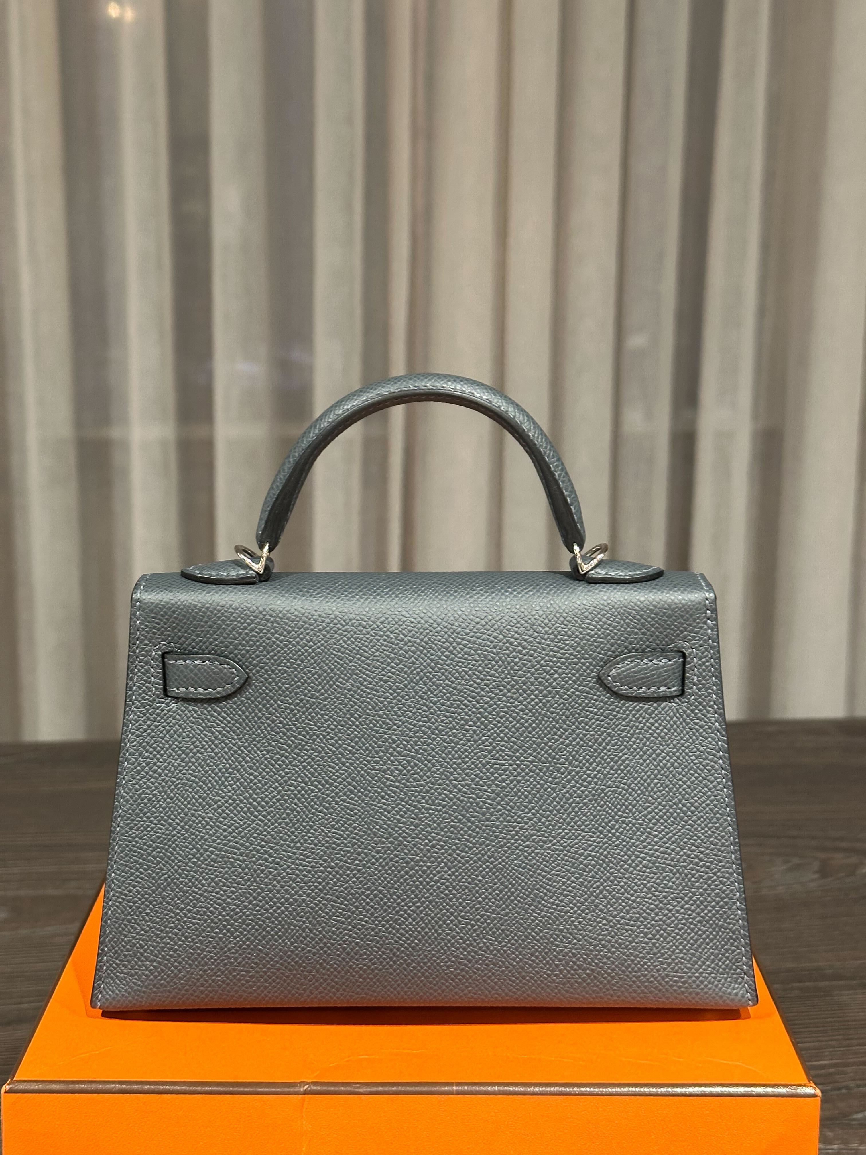 Hermès Kelly II Sellier 20 Mini Epsom Gris Misty Electrum Hardware