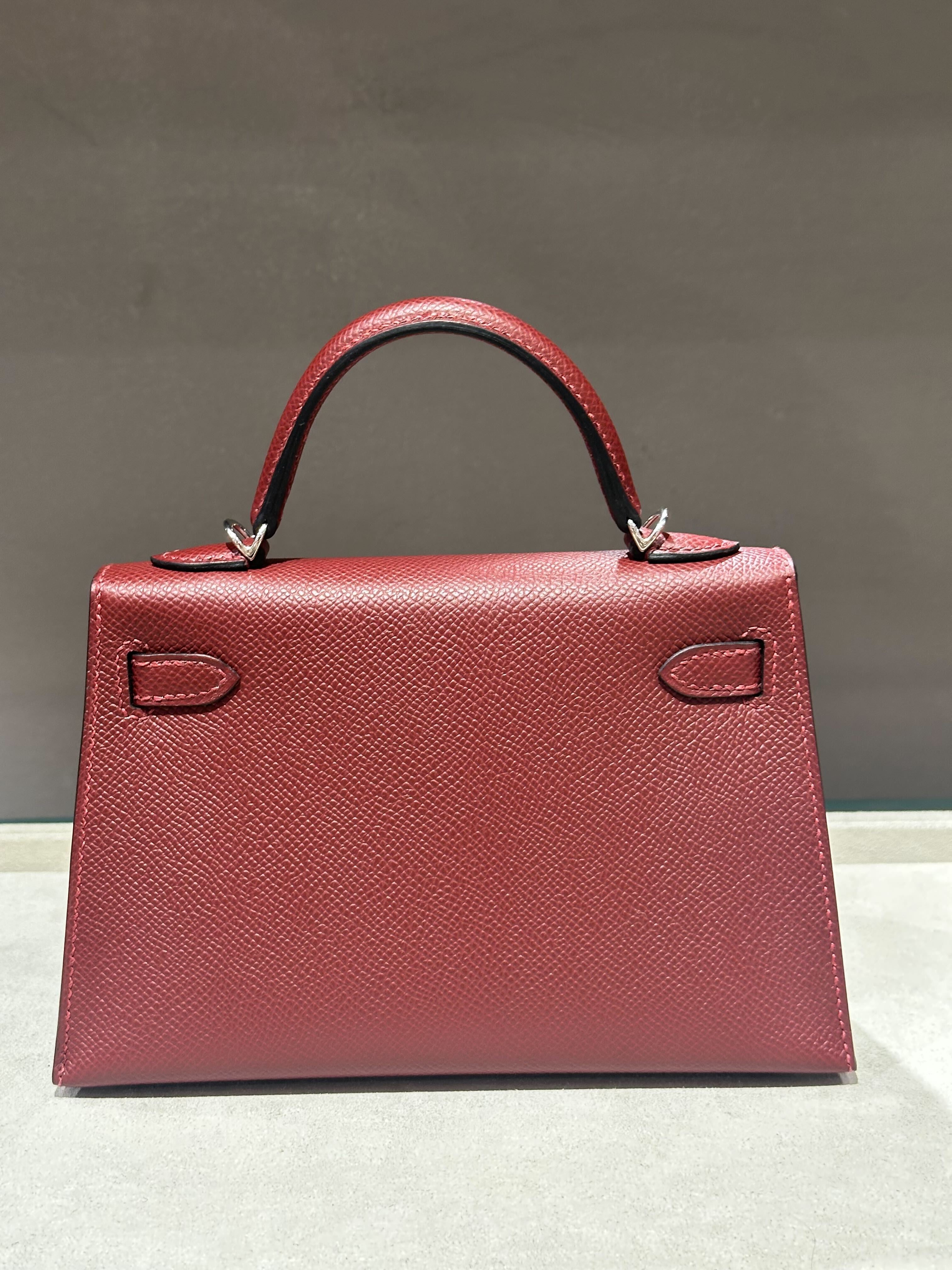 Hermès Kelly 20 Sellier Mini Epsom Rouge H Palladium Hardware