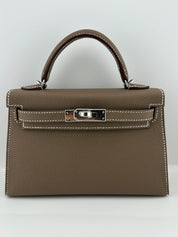 Hermès Kelly 20 Sellier Mini Veau Epsom Etoupe Palladium Hardware