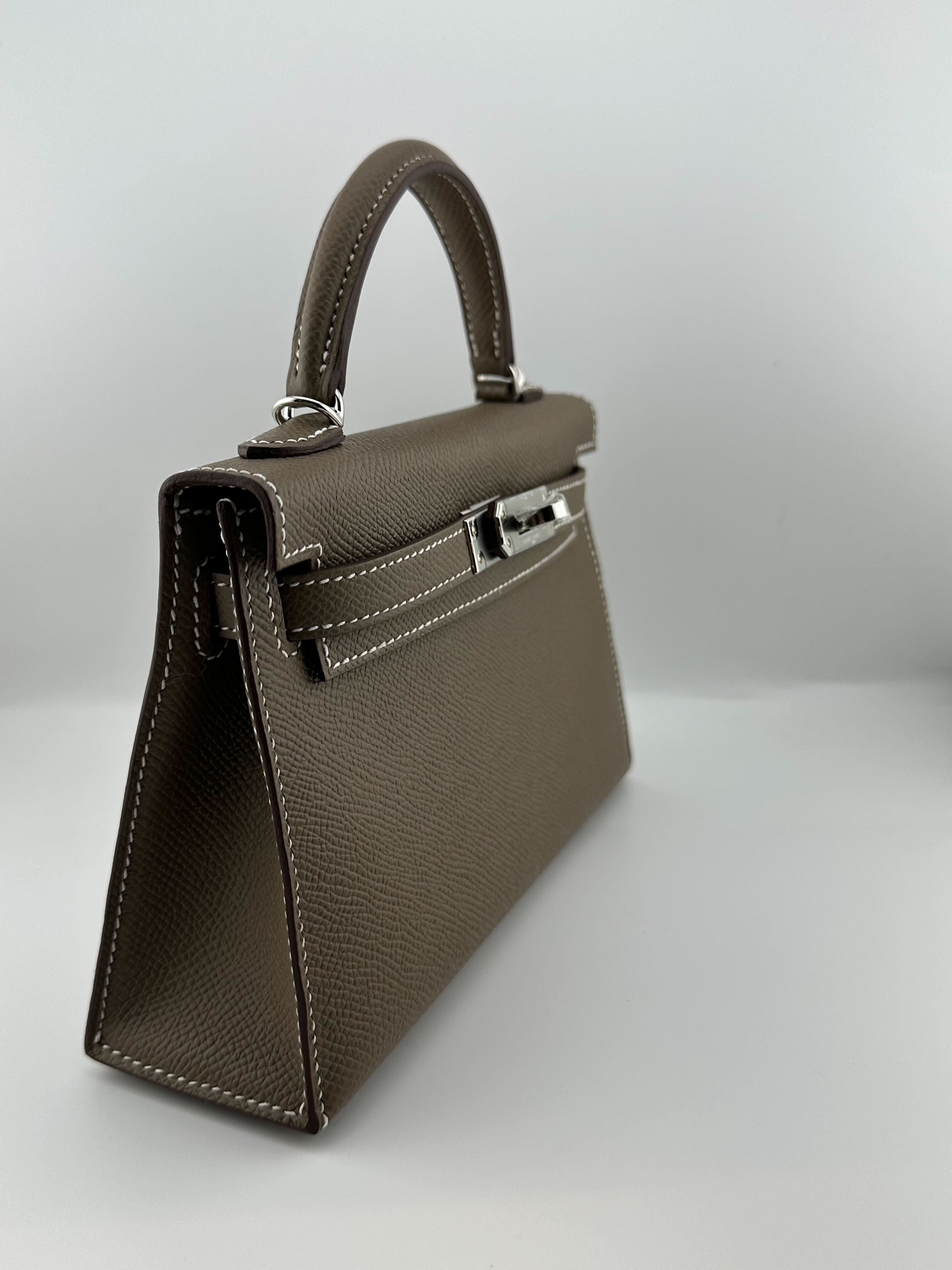 Hermès Kelly 20 Sellier Mini Veau Epsom Etoupe Palladium Hardware