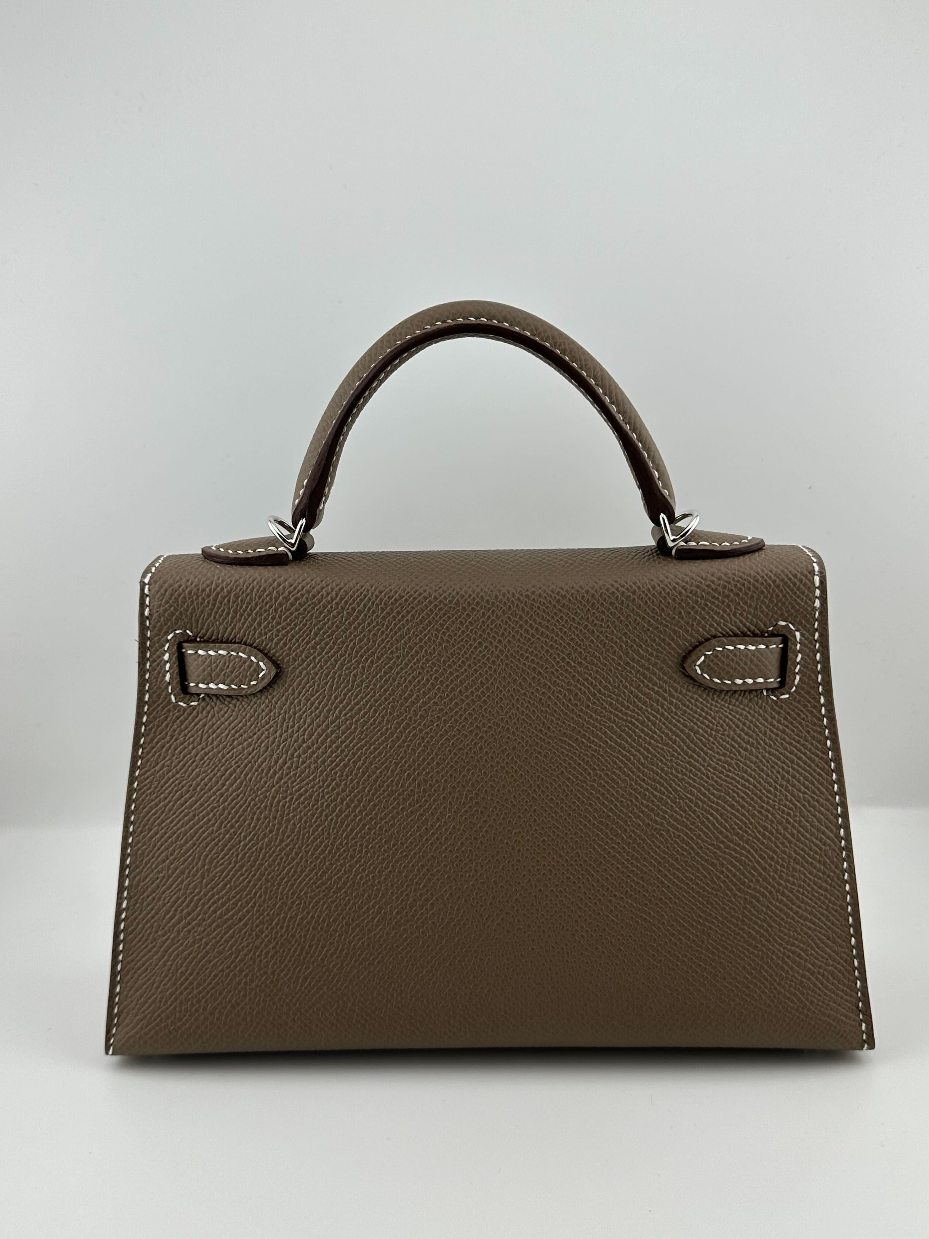 Hermès Kelly 20 Sellier Mini Veau Epsom Etoupe Palladium Hardware