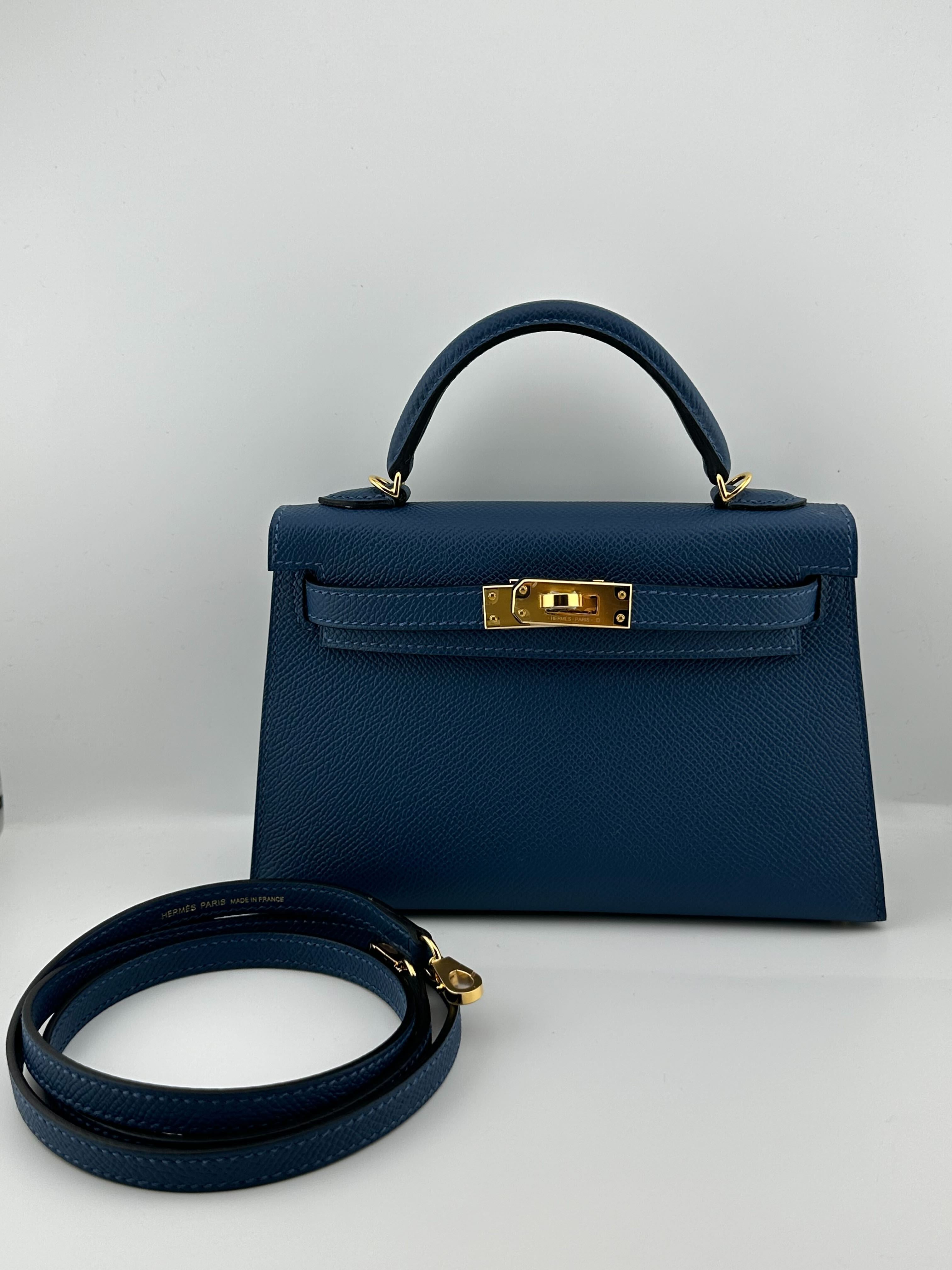 Hermès Kelly 20 Sellier Mini Deep Blue Epsom Gold Hardware