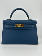 Hermès Kelly 20 Sellier Mini Deep Blue Epsom Gold Hardware