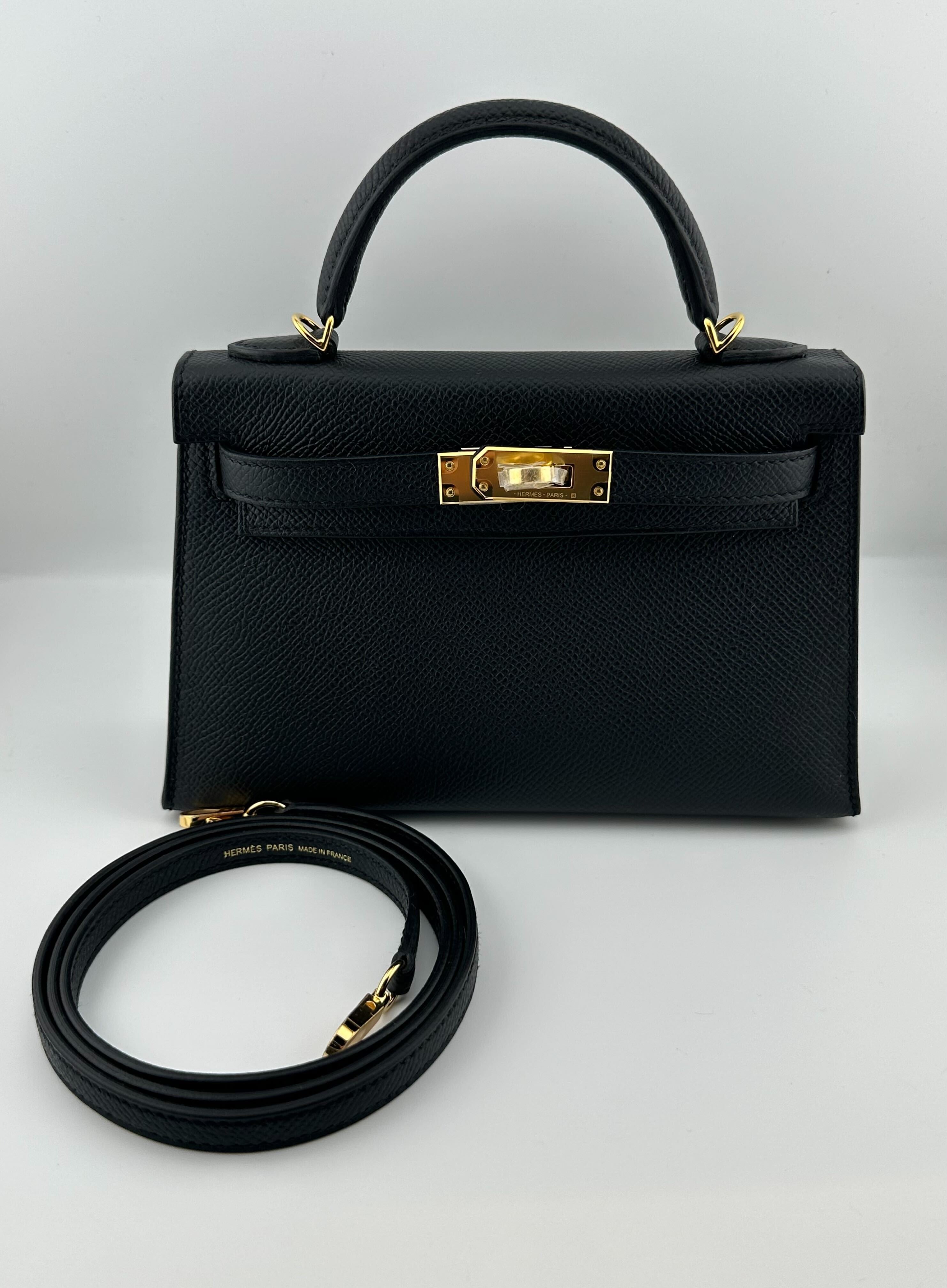 Hermès Kelly 20 Sellier Mini Epsom Noir Gold Hardware