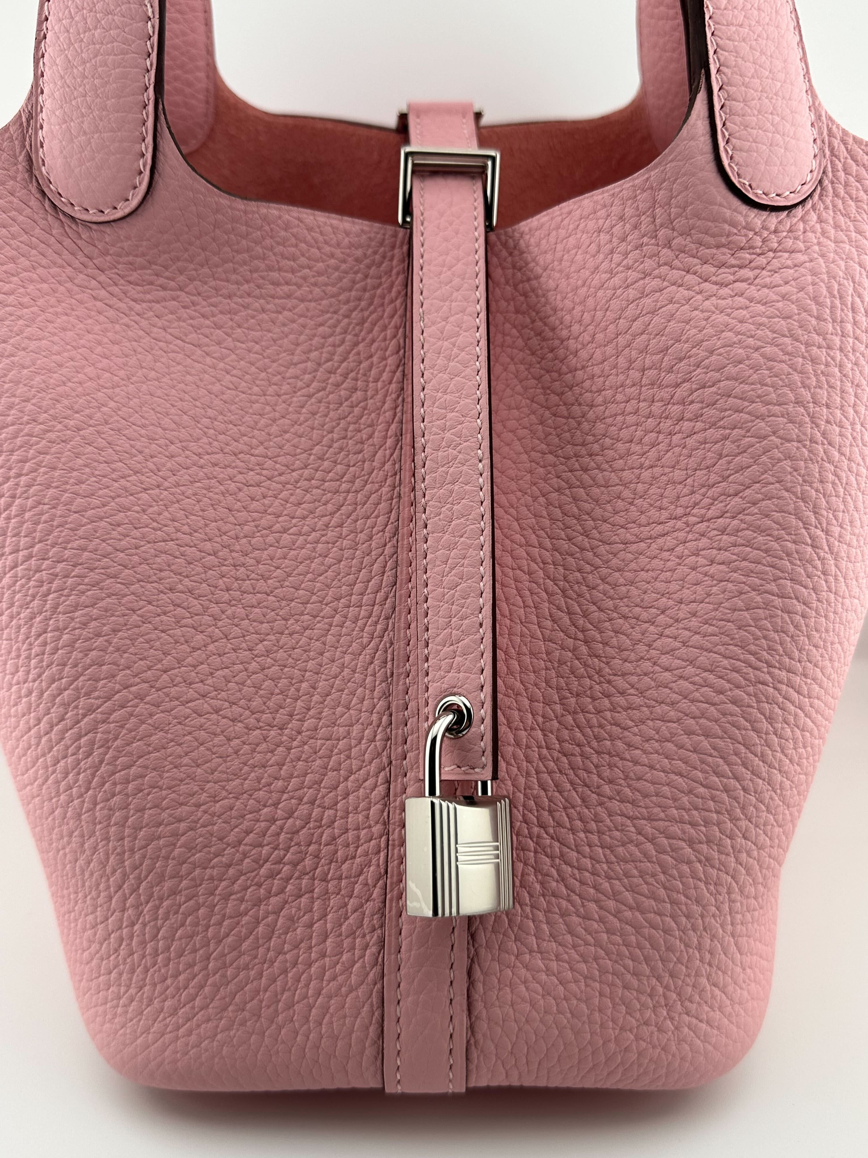 Hermès Picotin Lock 18 Rose Sakura Clemence Leather Palladium Hardware