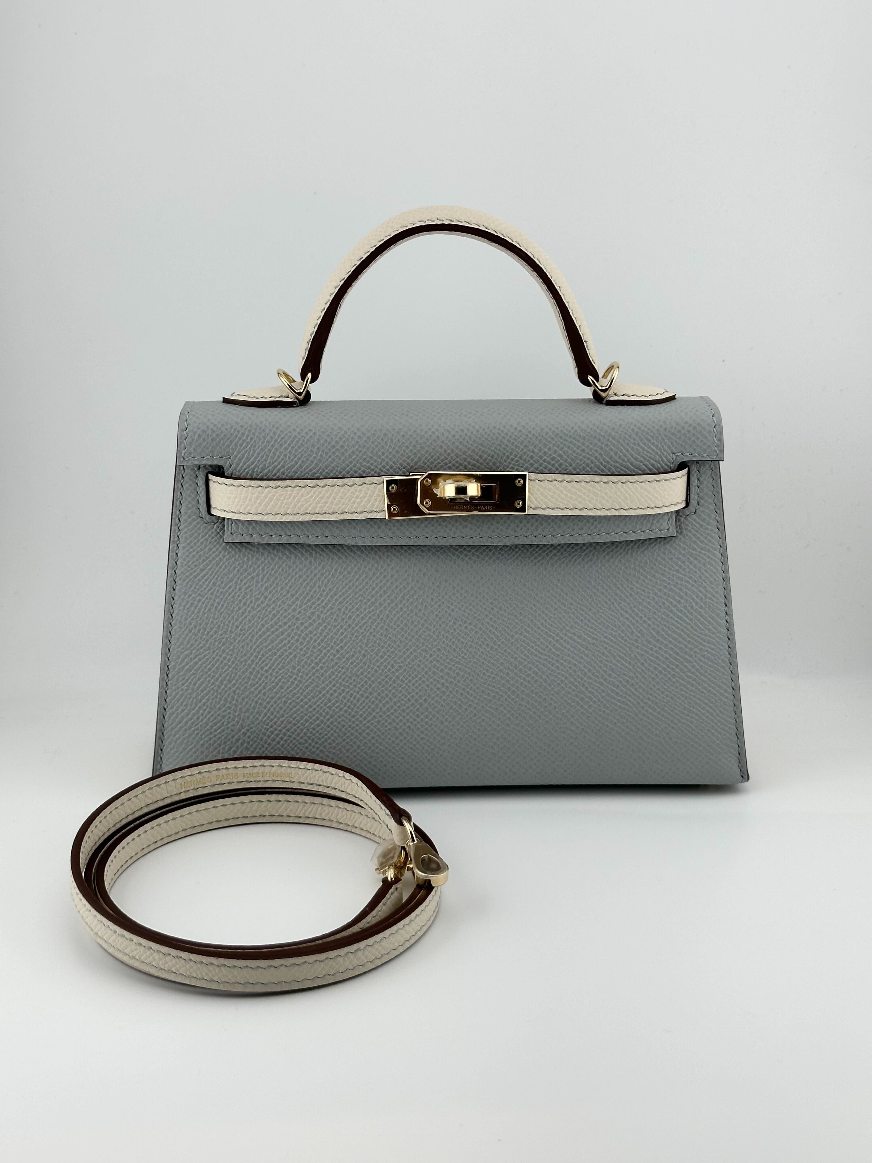 Hermès Kelly 20 Mini Bleu Pâle and Nata Epsom Permabrass