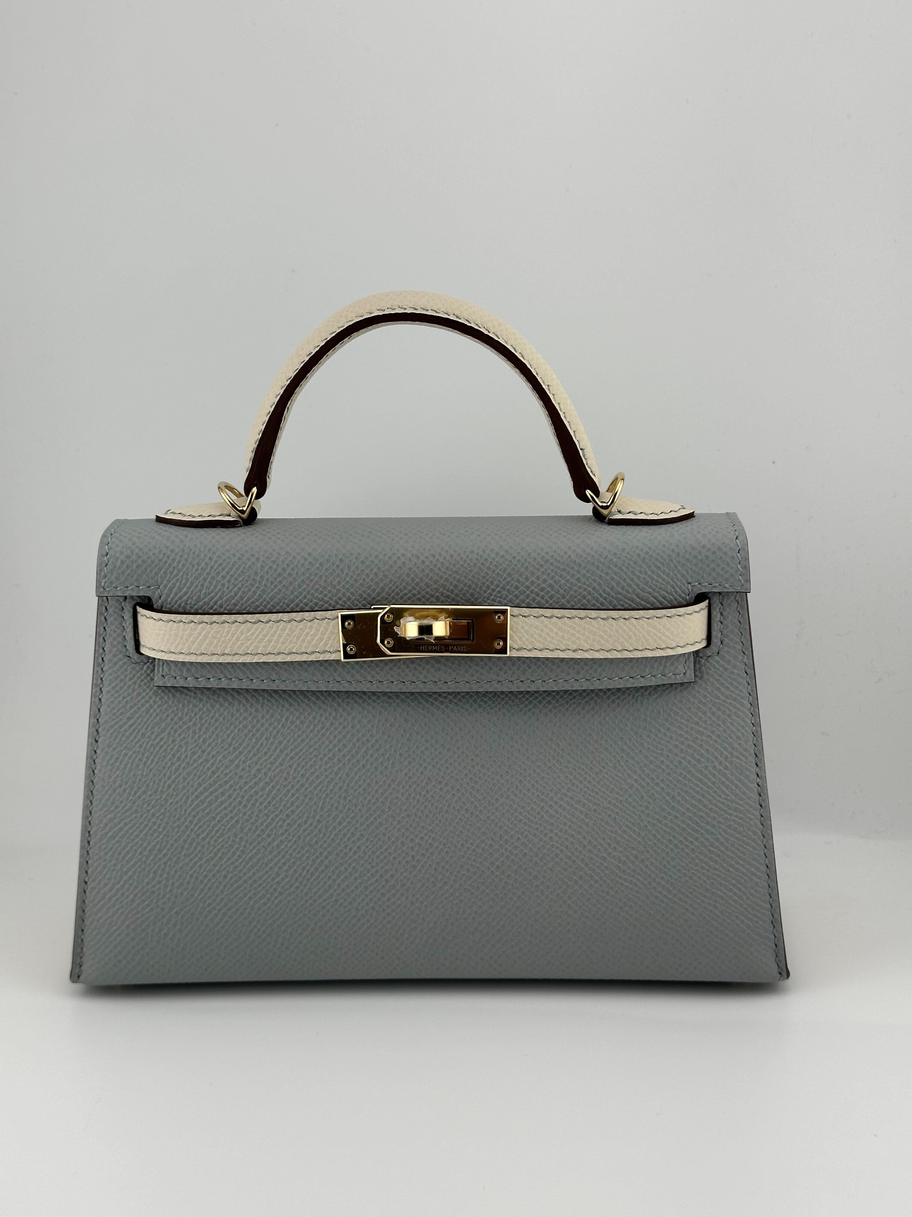 Hermès Kelly 20 Mini Bleu Pâle and Nata Epsom Permabrass