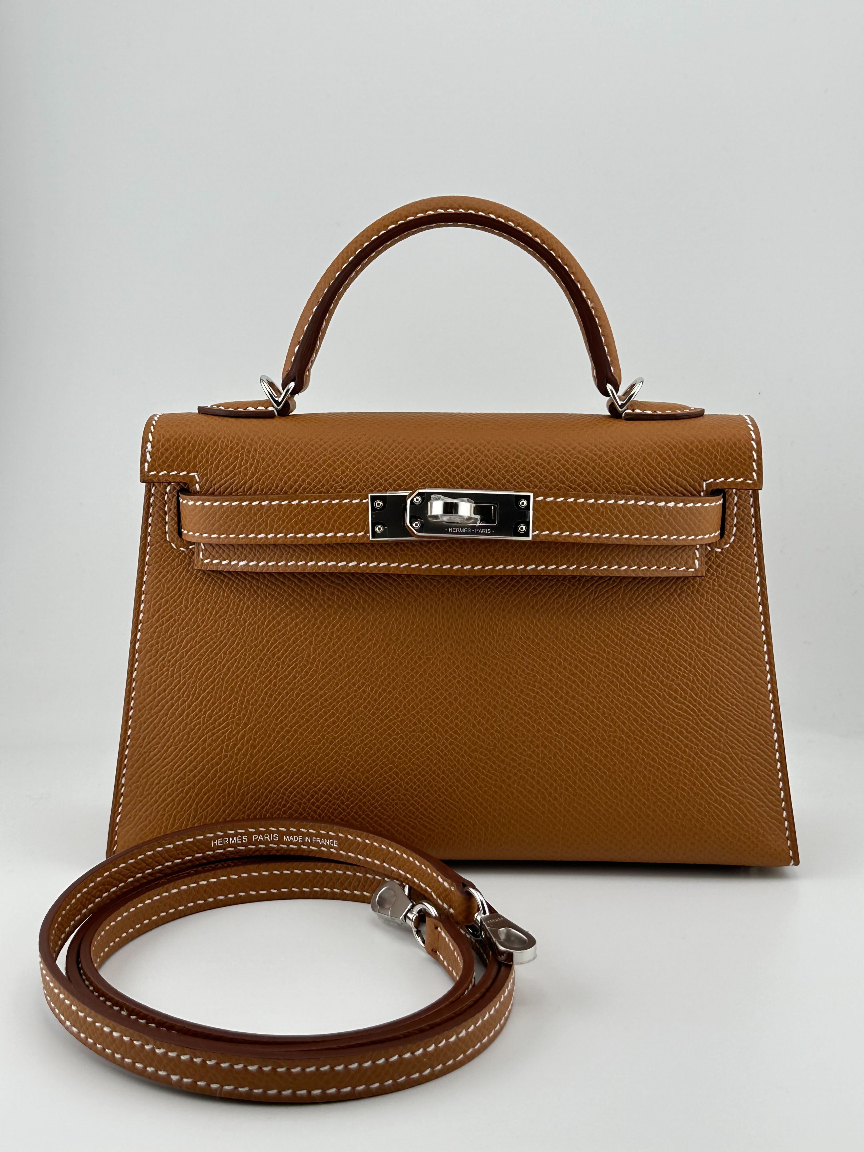 Hermès Kelly 20 Sellier Mini Gold Epsom Palladium Hardware