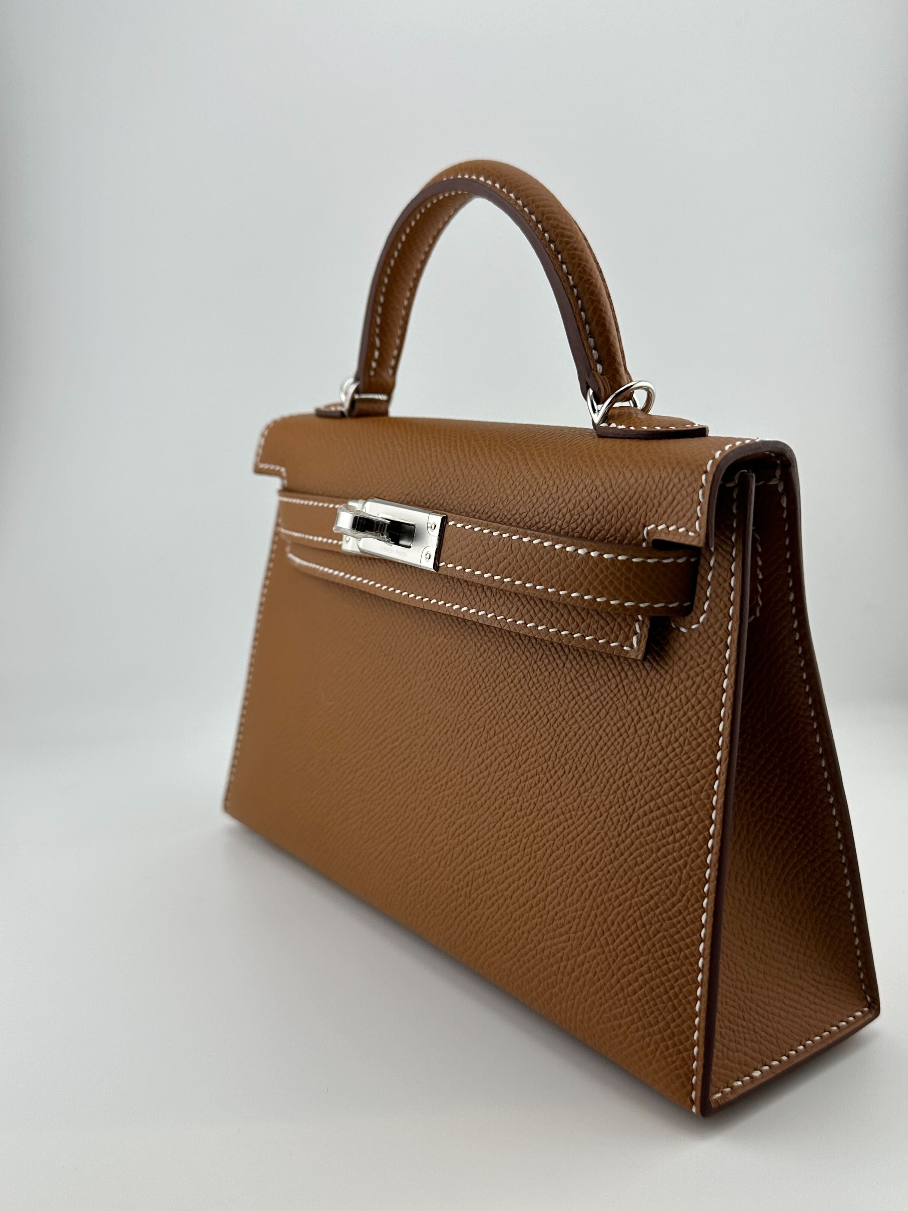 Hermès Kelly 20 Sellier Mini Gold Epsom Palladium Hardware