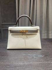 Hermès Kelly 20 Sellier Mini HSS Epsom Perso Craie Gris Asphalt Gold Hardware