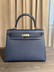 Hermès Kelly II Sellier 25 Bleu Navy Epsom Palladium Hardware