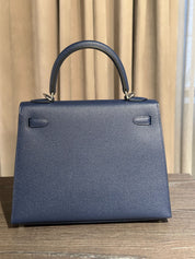 Hermès Kelly II Sellier 25 Bleu Navy Epsom Palladium Hardware