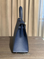 Hermès Kelly II Sellier 25 Bleu Navy Epsom Palladium Hardware