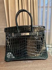 Hermès Birkin 30 Smooth Niloticus Crocodile Vert Rousseau Palladium Hardware