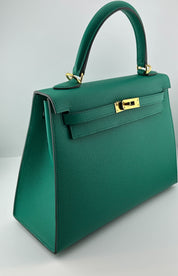 Hermès Kelly II Sellier 25 Vert Jade Epsom Gold Hardware