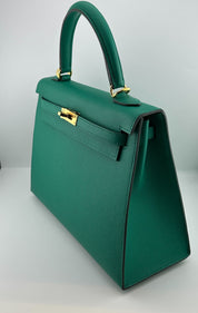 Hermès Kelly II Sellier 25 Vert Jade Epsom Gold Hardware