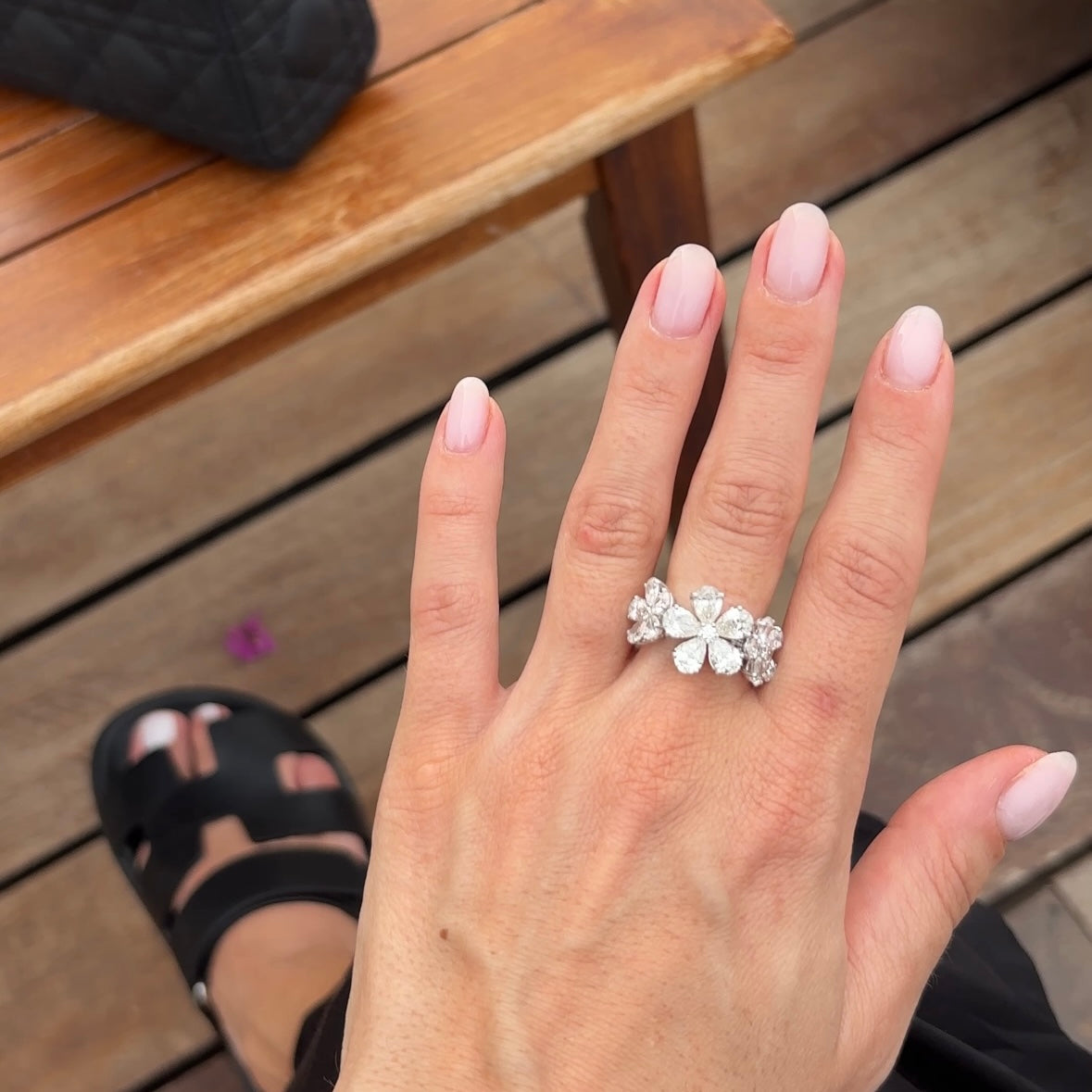 White Gold Diamond Flower Ring