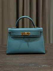 Hermès Kelly II Sellier Mini 20 Epsom New Bleu Jean Gold Hardware