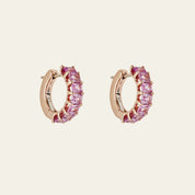 Emerald-Cut Pink Sapphire Hoop Earrings