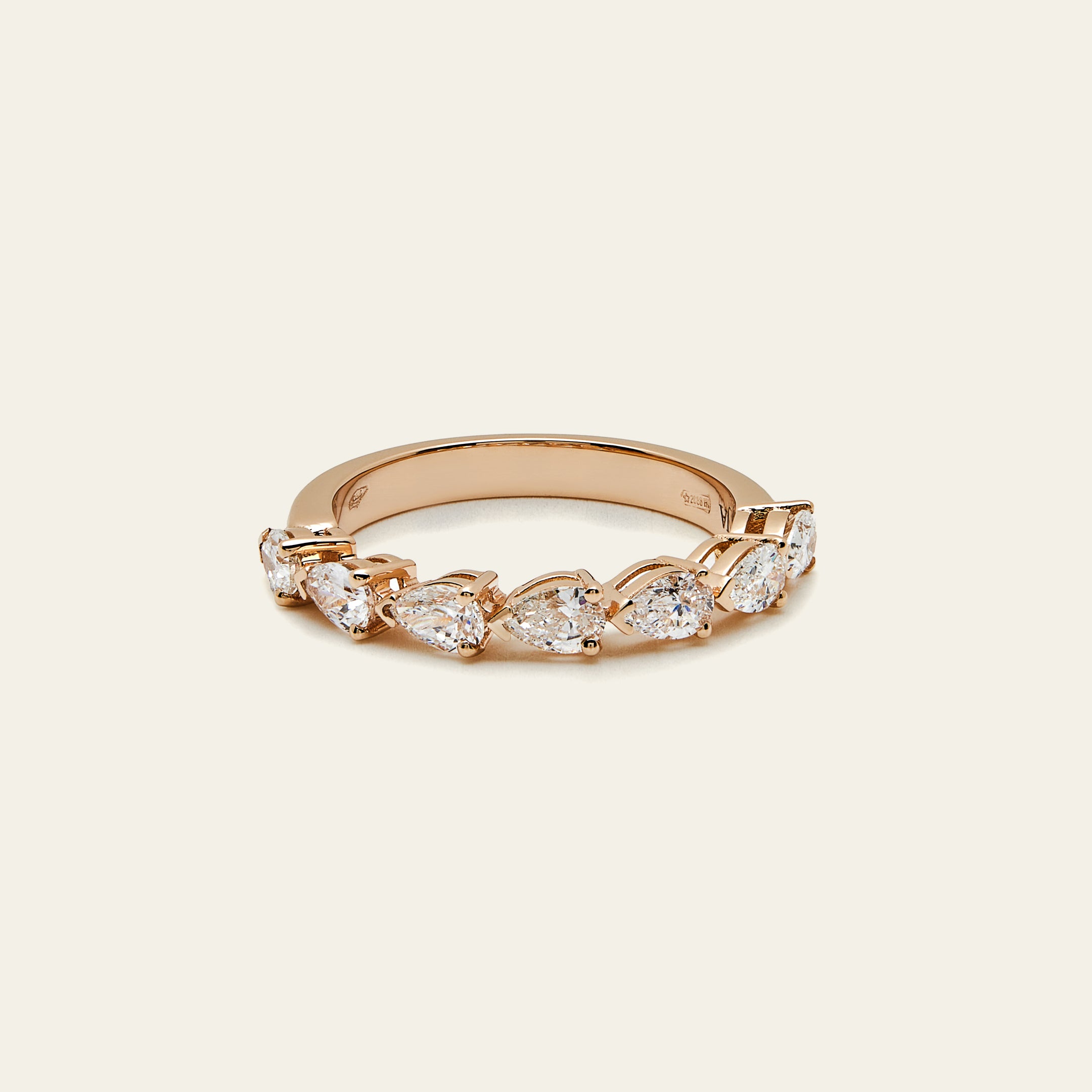 Pear-Shaped Diamond Half Eternity Gold Band