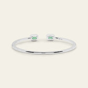 Emerald and Diamond Flexible Open Bangle