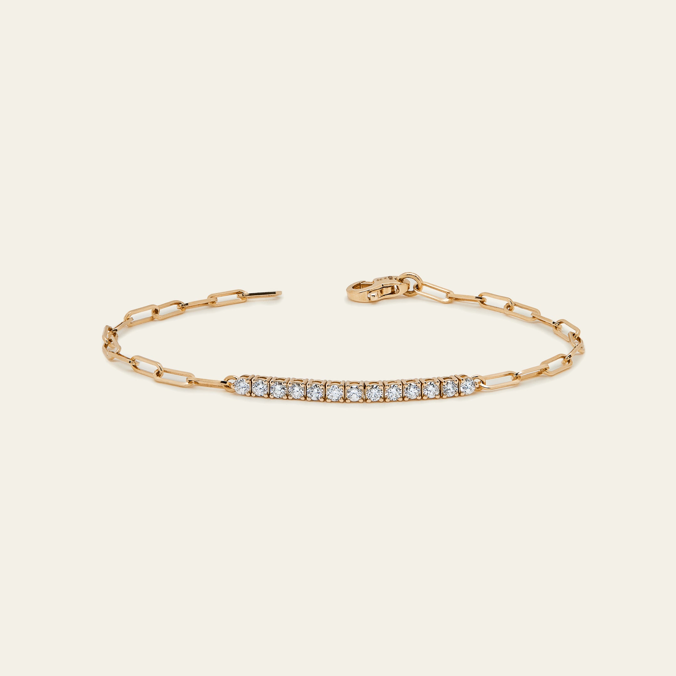 Diamond and Gold Paperclip Chain Bracelet