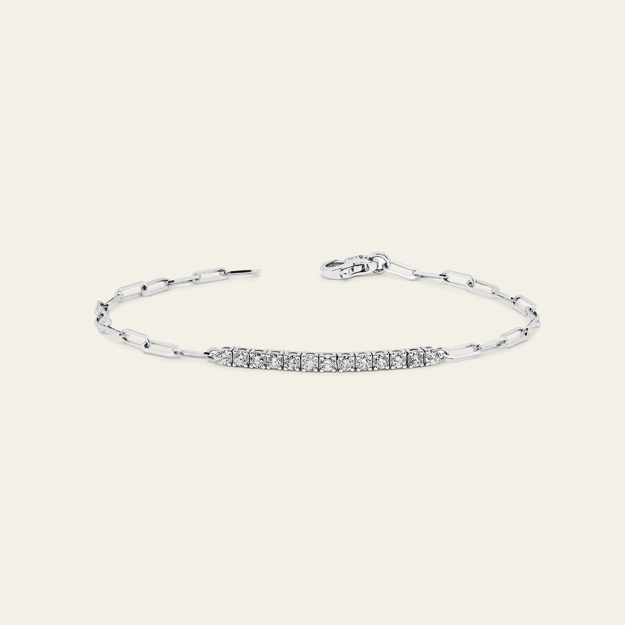 Diamond and Gold Paperclip Chain Bracelet