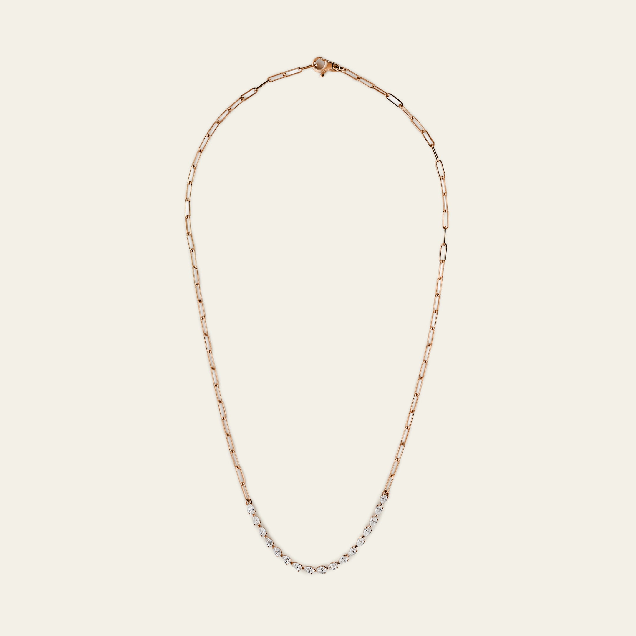 Pear-Shaped Diamond Paperclip Necklace