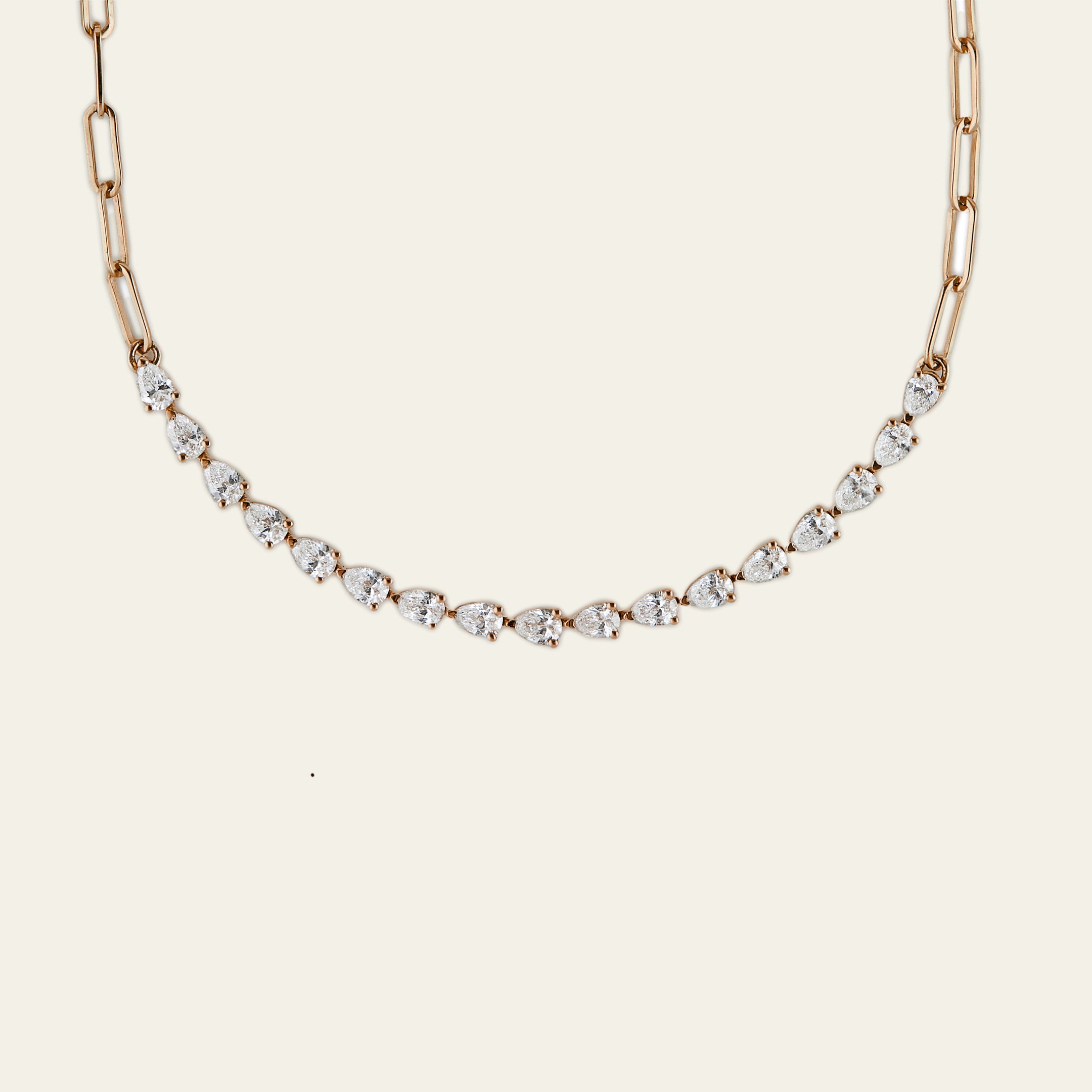 Pear-Shaped Diamond Paperclip Necklace