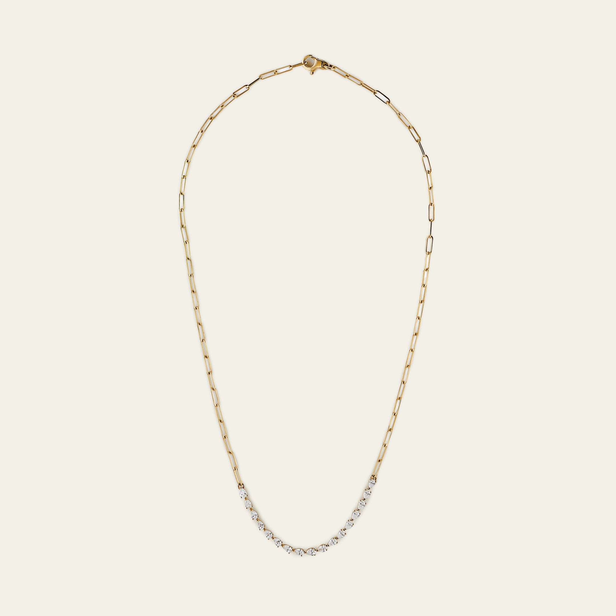 Pear-Shaped Diamond Paperclip Necklace