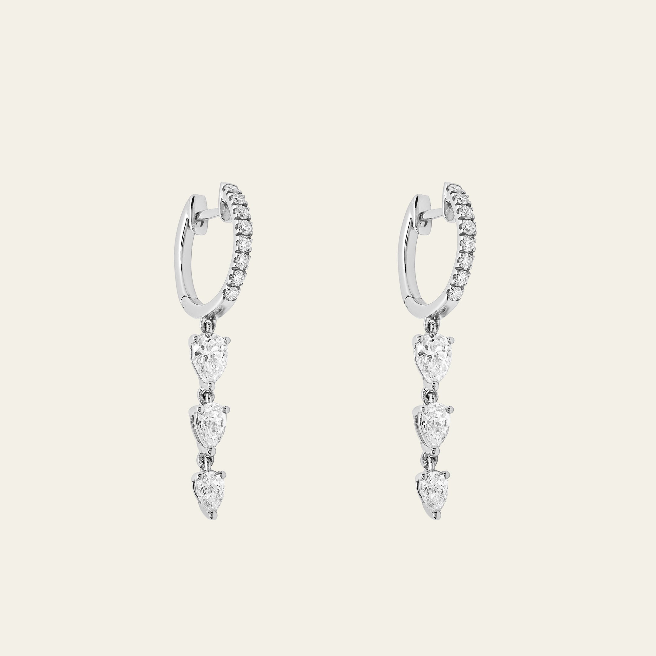 Dangling Diamond Huggie Hoop Earrings