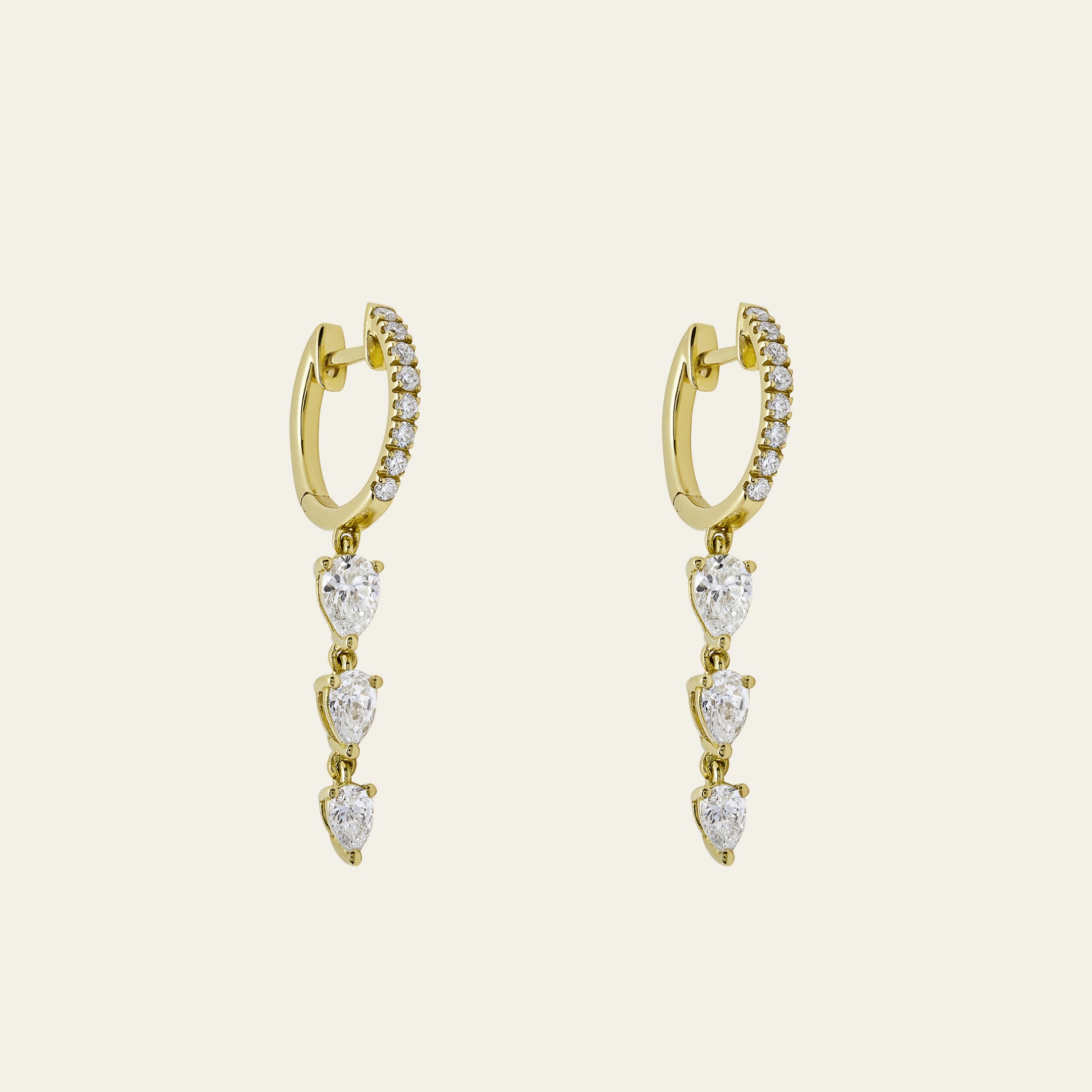 Dangling Diamond Huggie Hoop Earrings