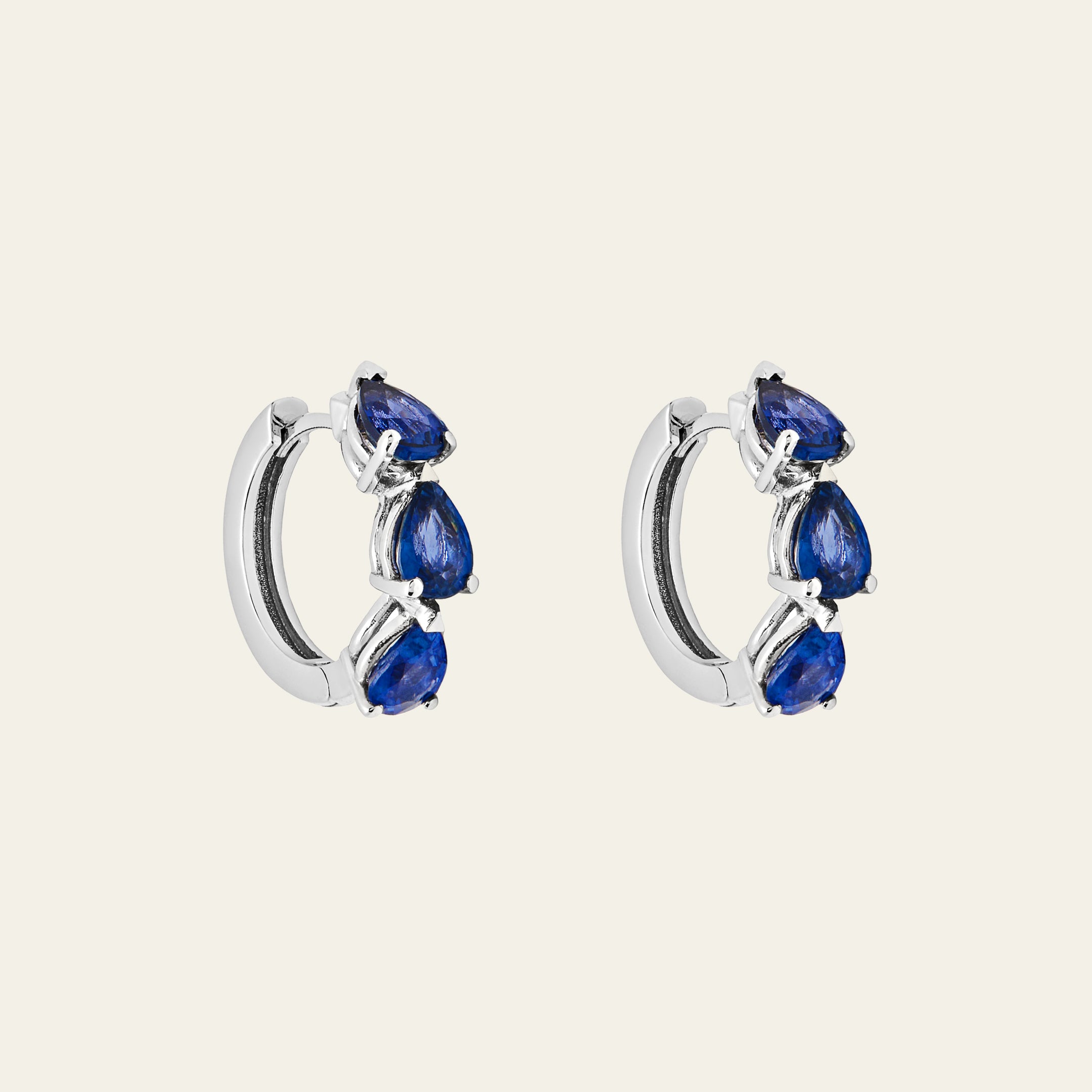 Pear-Shaped Blue Sapphire Huggies