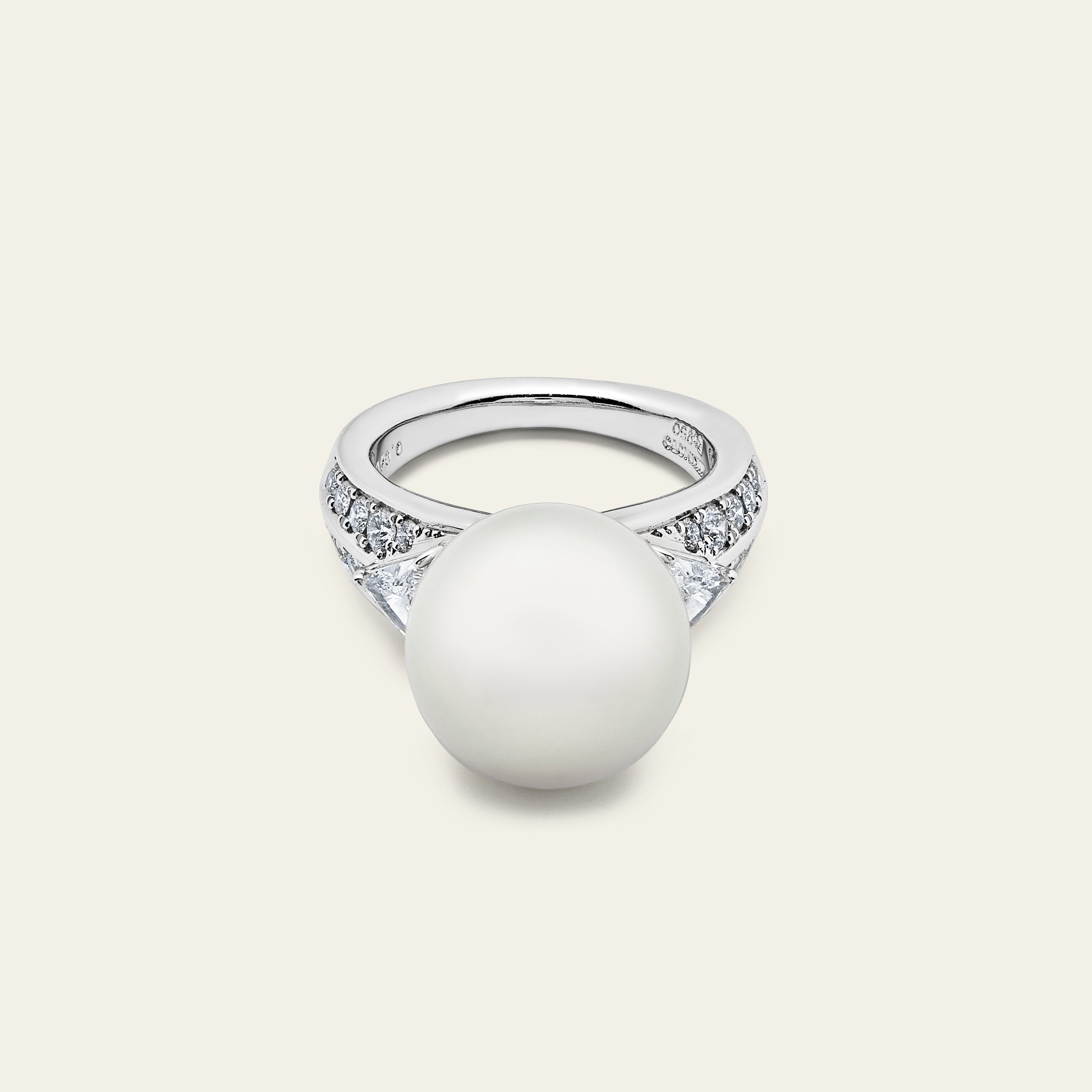 Mikimoto White South Sea Cultured Pearl and Diamond Ring