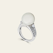 Mikimoto White South Sea Cultured Pearl and Diamond Ring