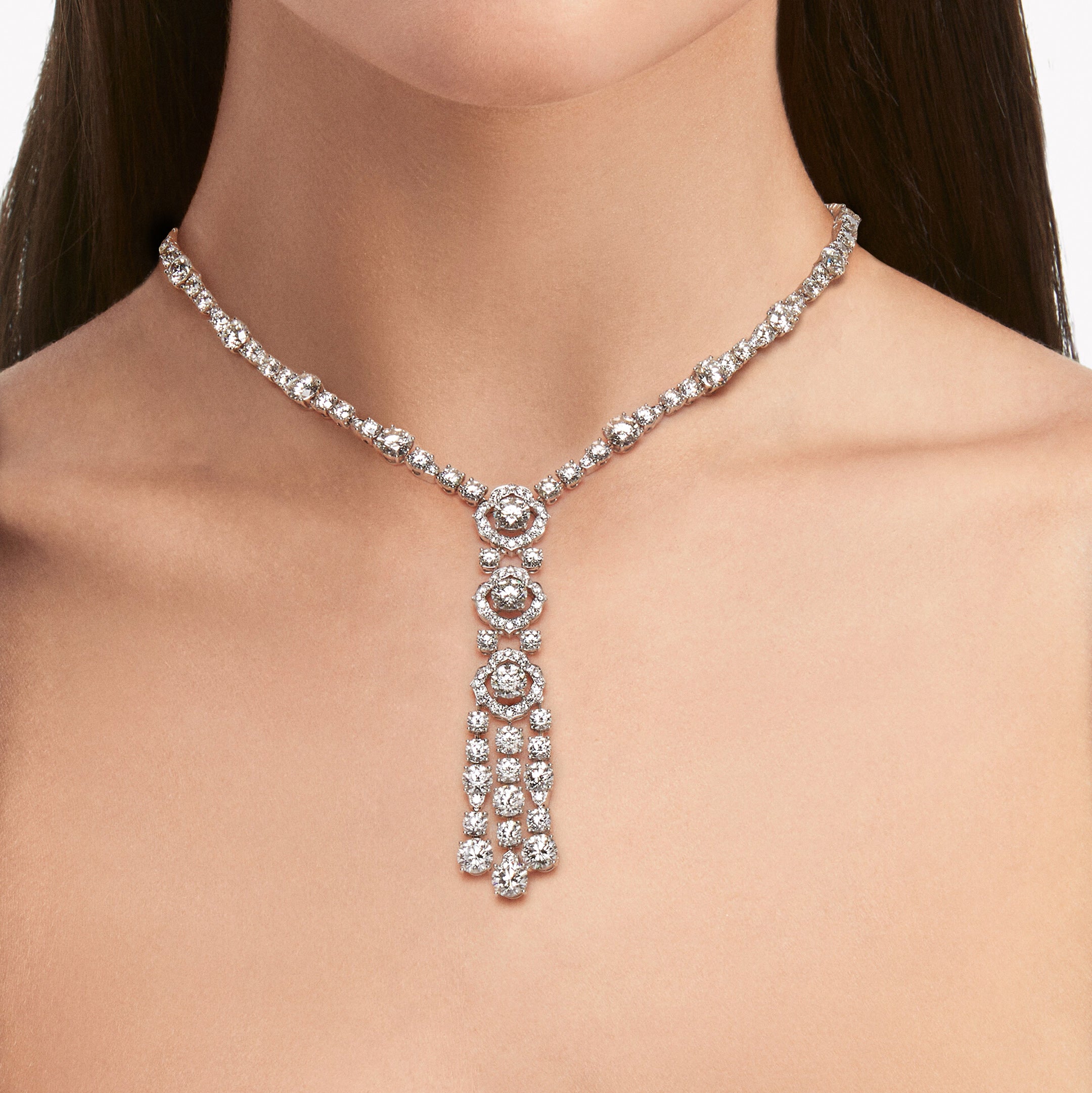 Graff White Gold Diamond Drop Necklace