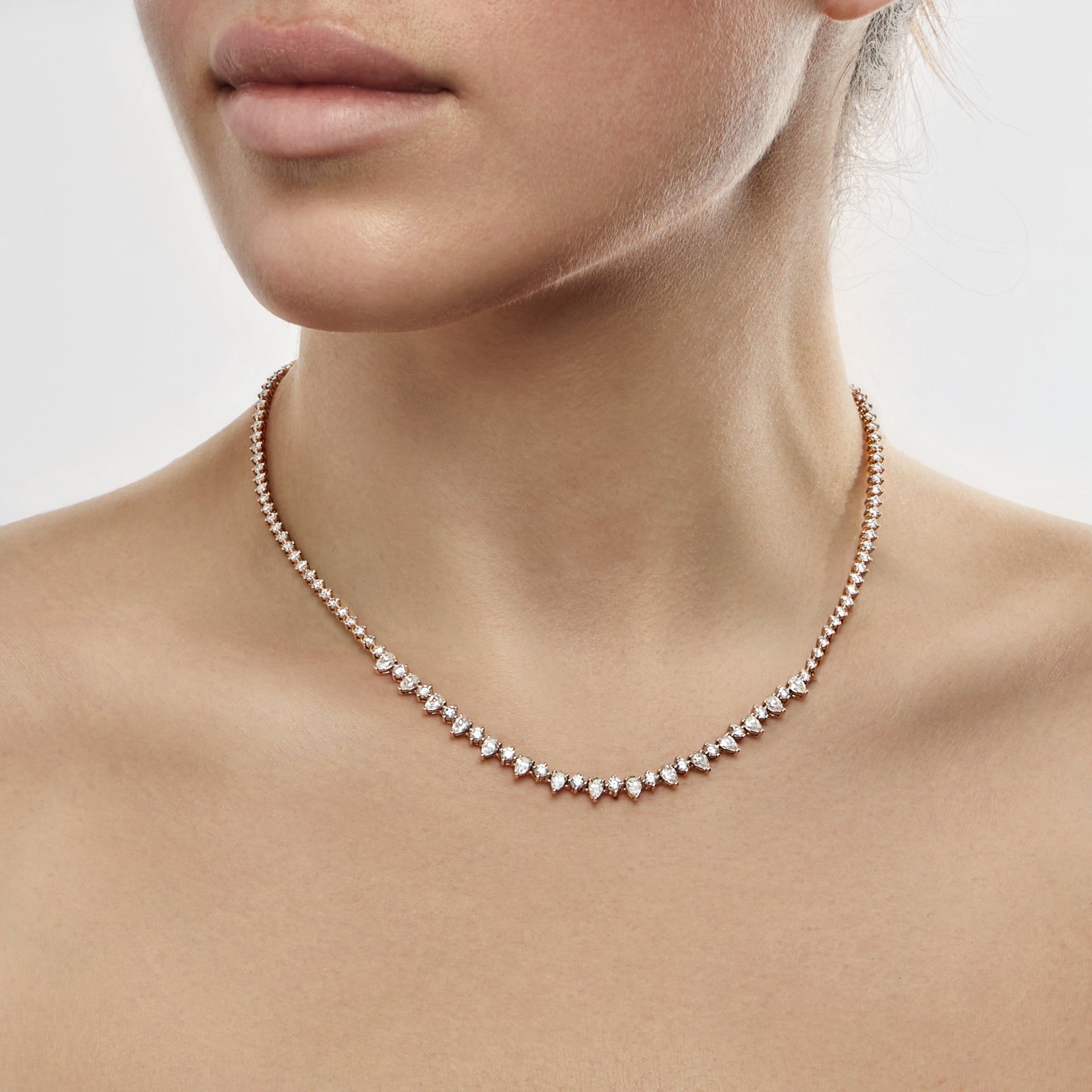 Mixed Shape Diamond Tennis Necklace