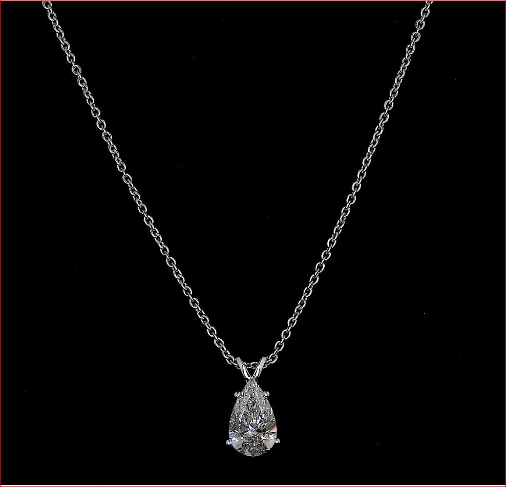 3.06 Carat Pear Lab Grown Diamond Necklace