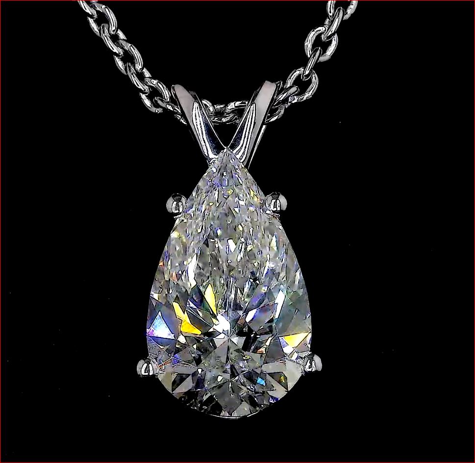 3.06 Carat Pear Lab Grown Diamond Necklace