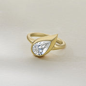 Small Mika Pinky Ring in Yellow Gold with Pear Diamond