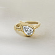 Mini Mika Pinky Ring in Yellow Gold with Pear Diamond