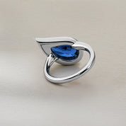 Mika Pinky Ring in White Gold with Pear Blue Sapphire