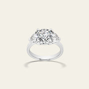 Custom Three-Stone Round Brilliant Cut Platinum Engagement Ring