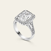 Custom Radiant Cut Pave Halo Platinum Engagement Ring